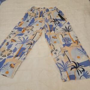 New Nicole Miller Linen Soft Pants 100% Linen sz Large Summer Resort wear